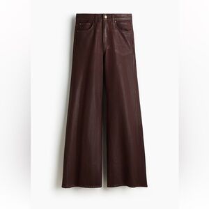 H&M High-Rise Wide-Leg Coated Jeans in Deep Brown